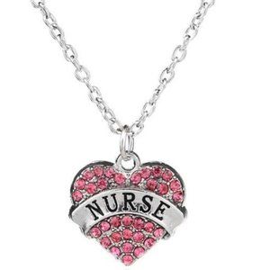 New Pink  Rhinestones Engraved Nurse Pendant